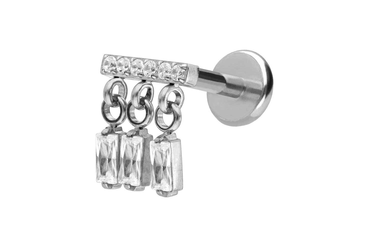 Titan Labret Piercing mit Push Fit WINDSPIEL